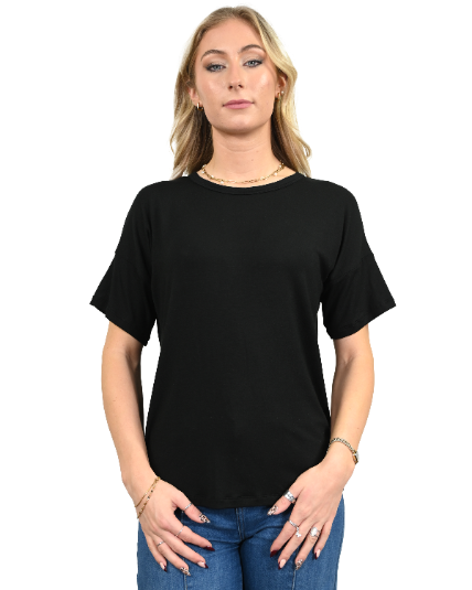 3156 - Black Tee with Lace Insert