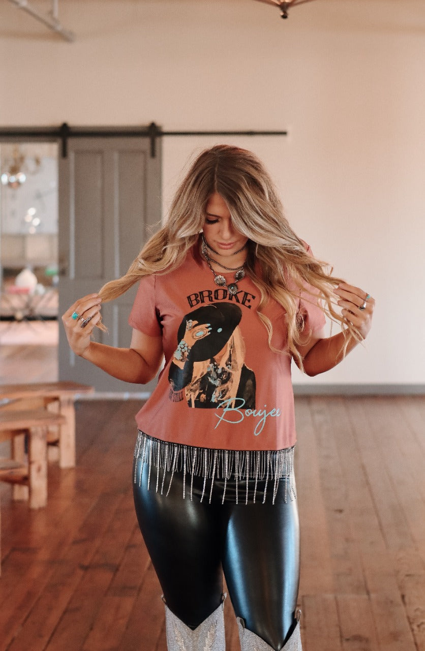 Women's Fringe Graphic Tee | Broke but Boujee