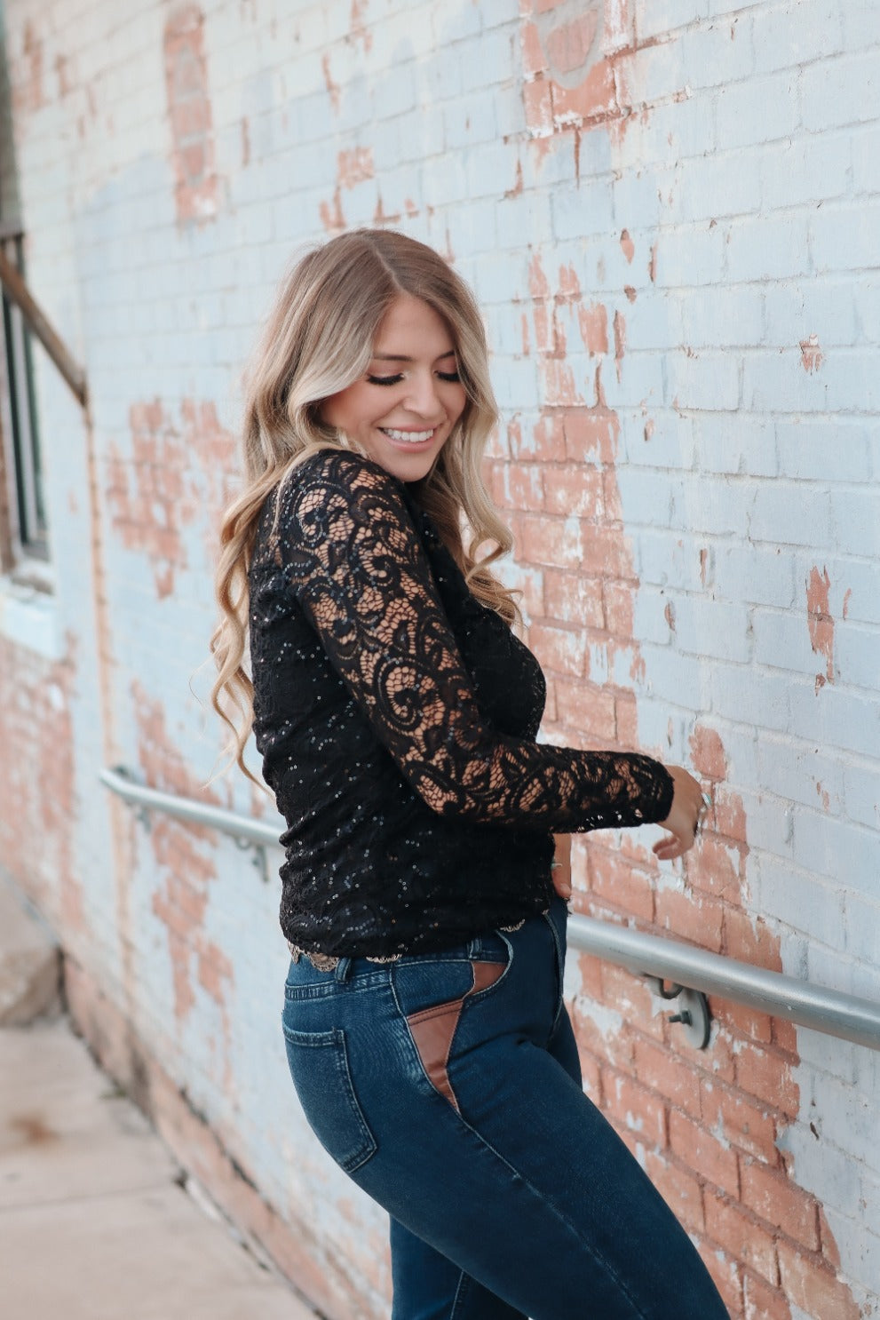 Women's Sequin Lace Western Top | Reba