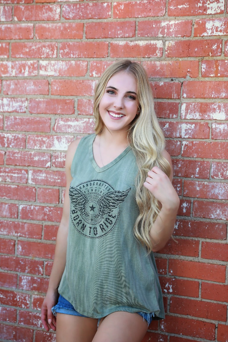 Women's Motorcycle Lace Back Tank Top | Born To Ride