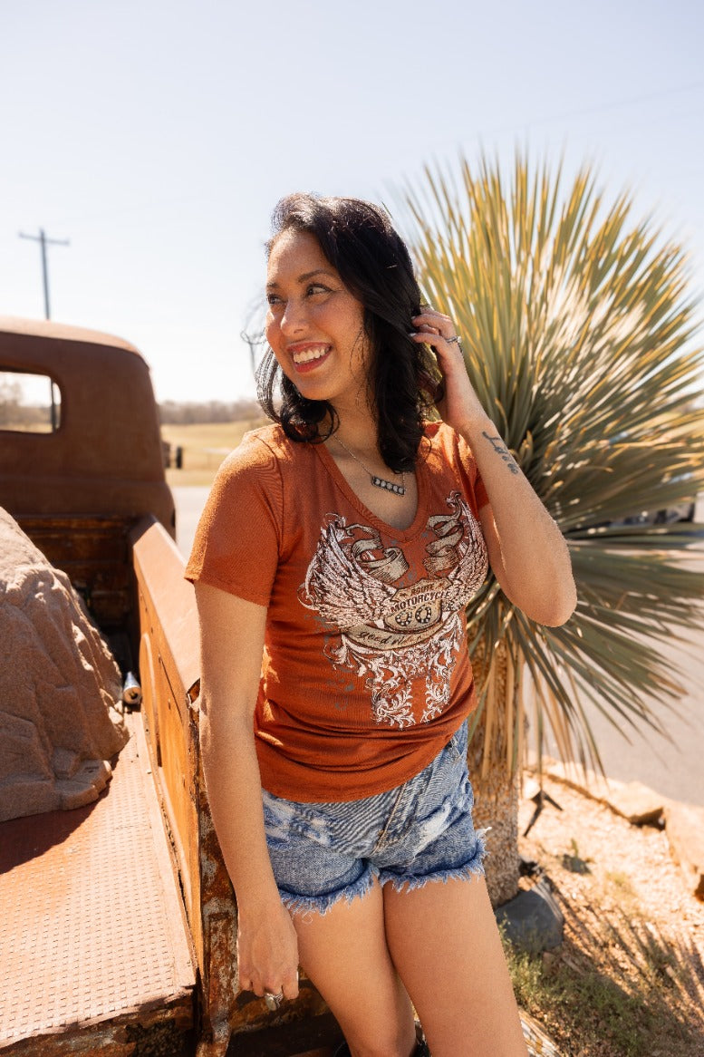 Women's Route 66 Motorcycle Graphic Tee | Route 66 Vibes