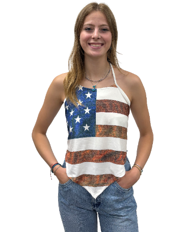 Women's Patriotic Halter Top | Flag Tie Top