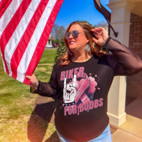Women's Breast Cancer Awareness Biker Tee | Biker for Boobs