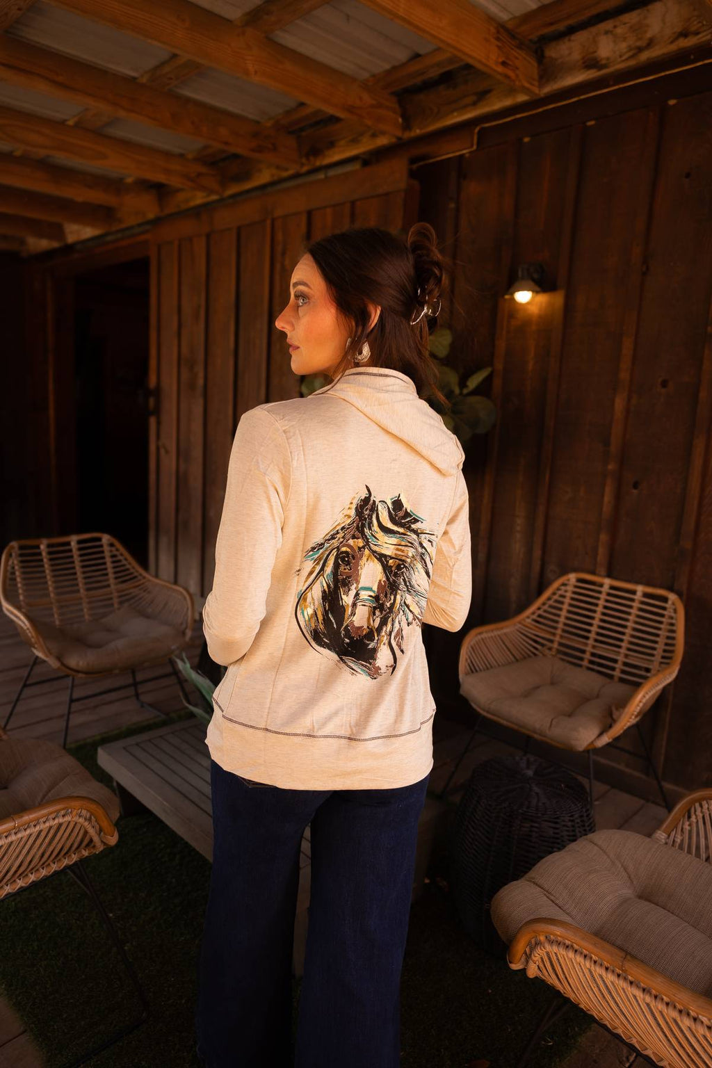 Women's Brushstroke Horse Graphic Zip Jacket | Cheyenne