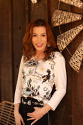 Women's Western Horse Graphic 3/4 Sleeve Tee | Big Skies
