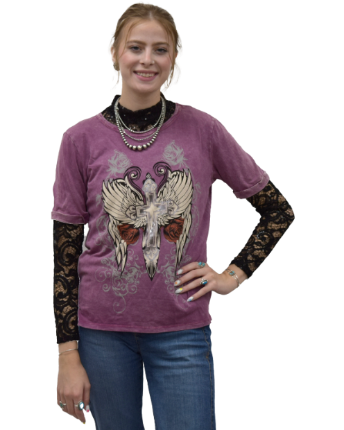 Women's Sequin Lace Western Top | Reba