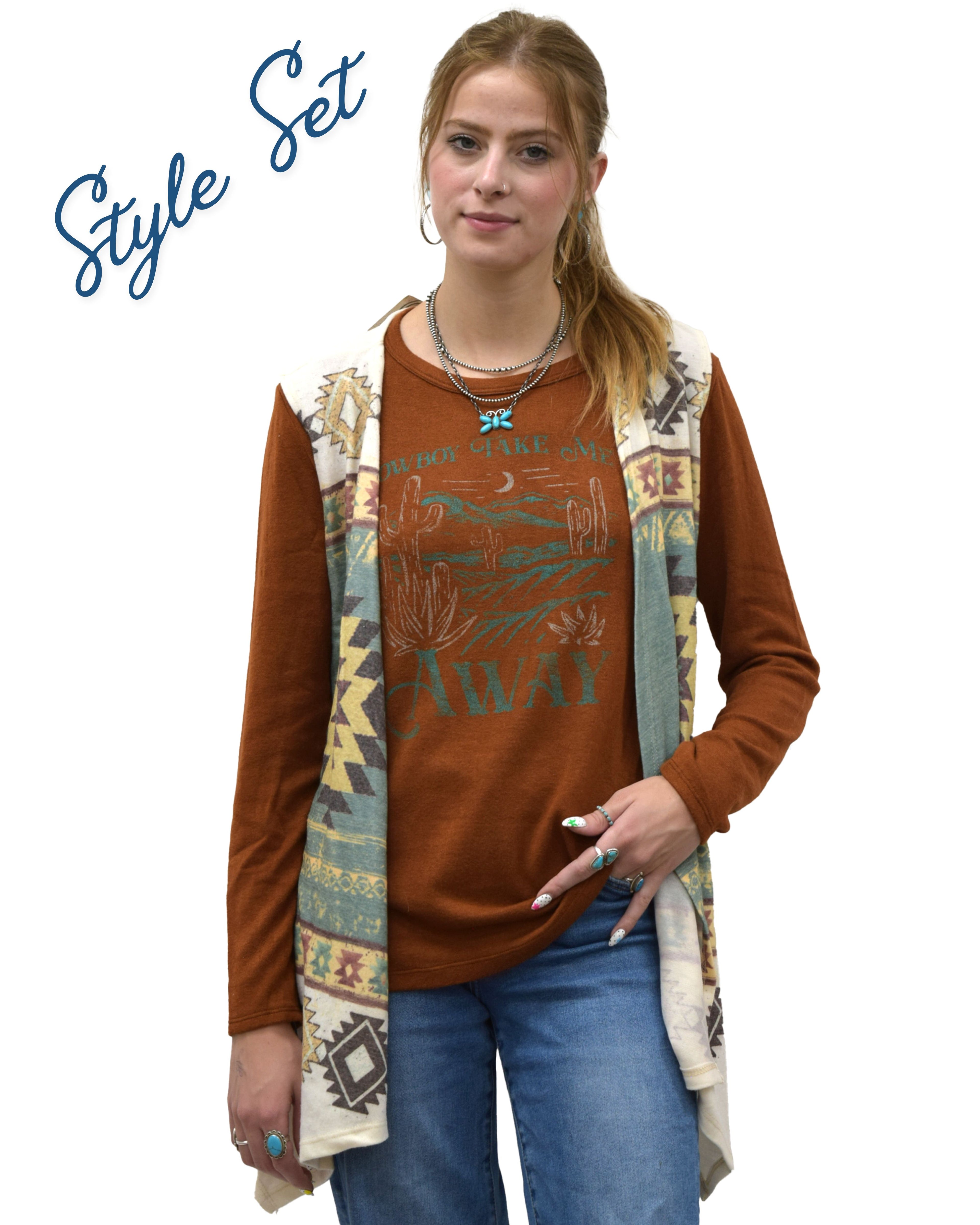 Women's Geometric Steer Skull Cardigan Vest | Geometric Steer Vest