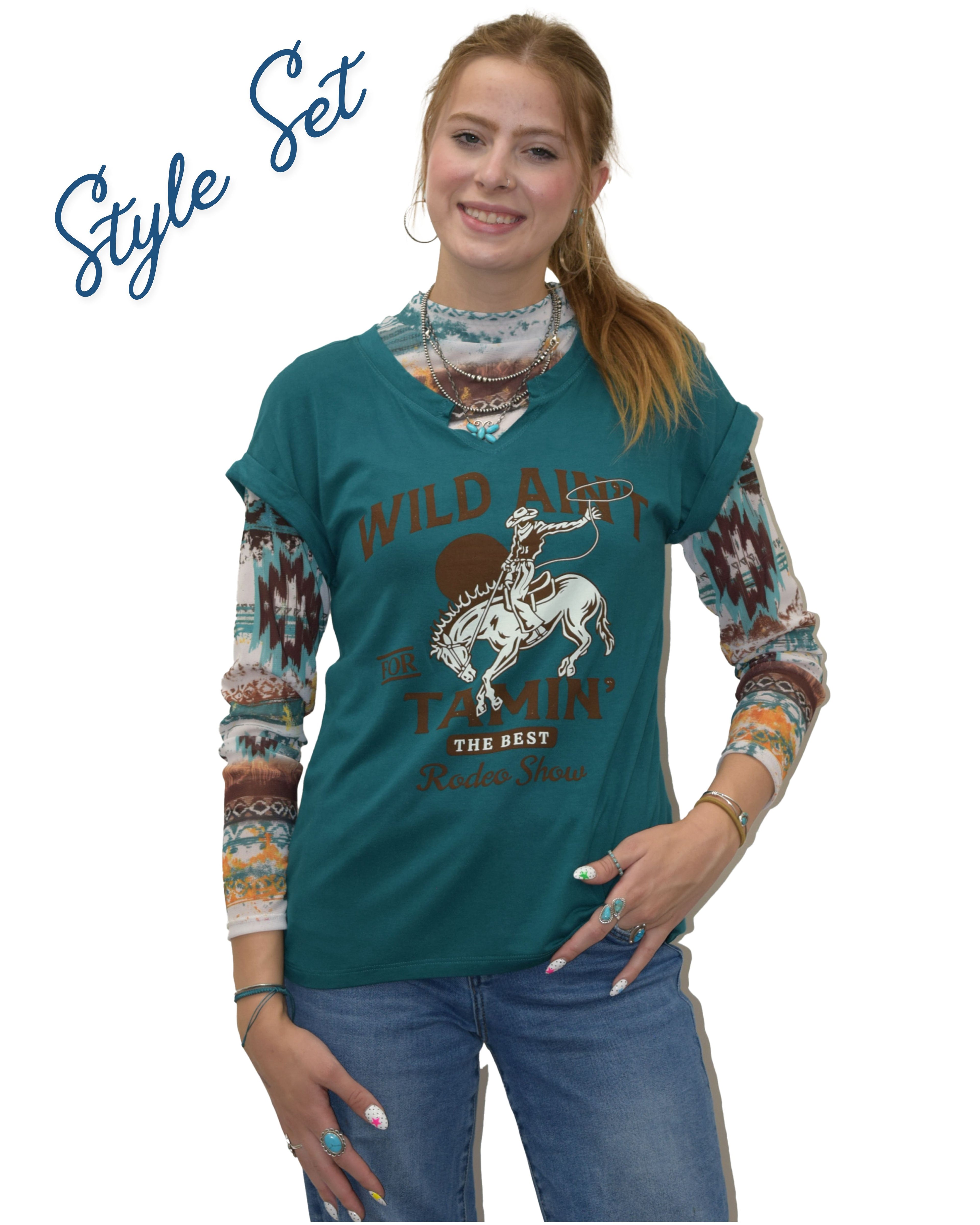 Women's Bucking Bronc Graphic Tee | Ain't for Tamin'