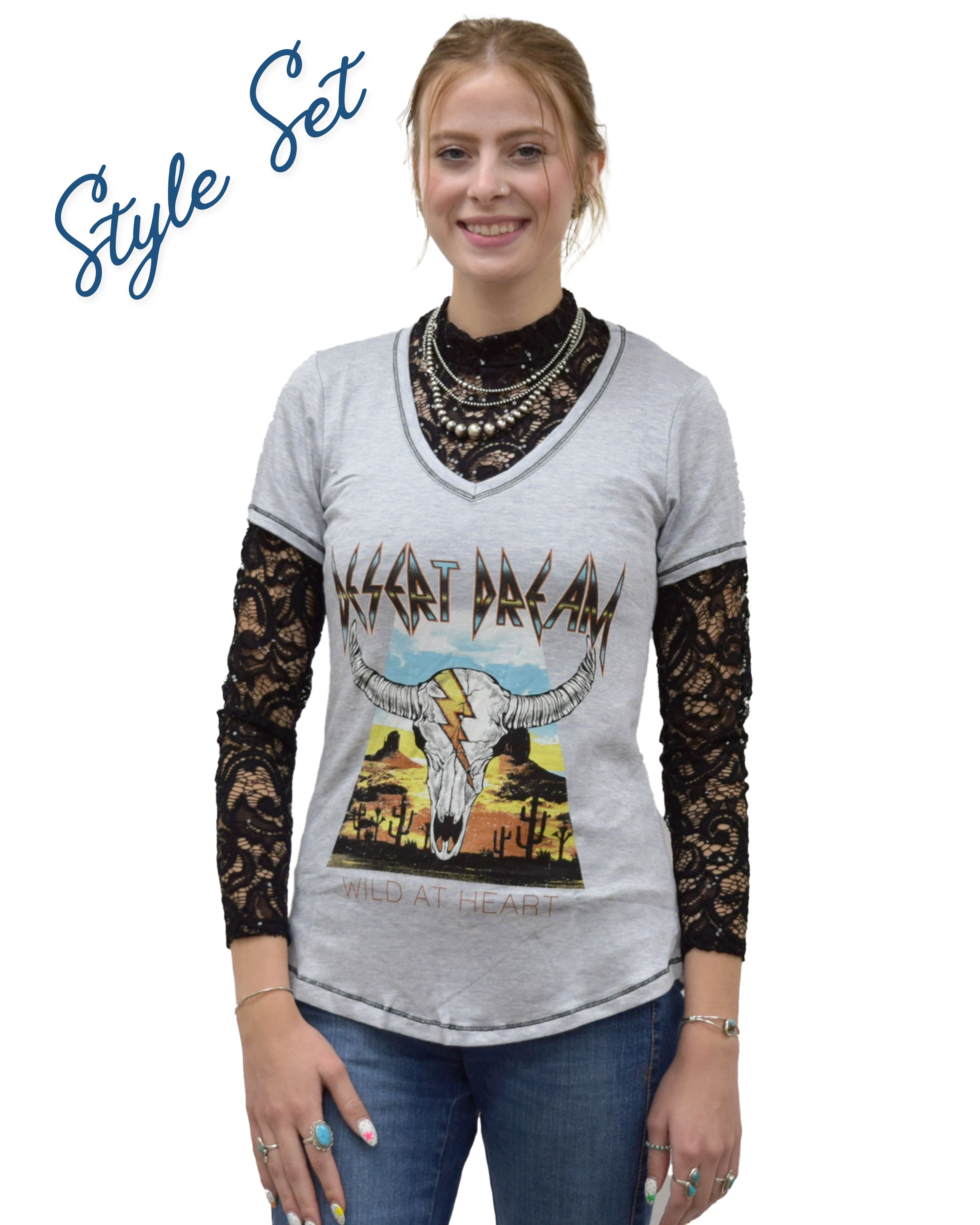 Women's Steer Skull Western Top | Desert Dream