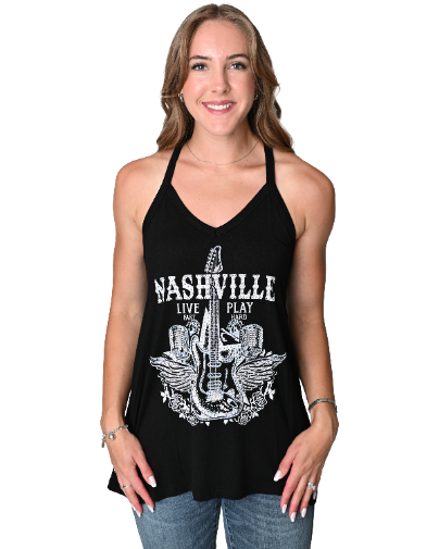 Women's Nashville Music Graphic Racerback Tank | Nashville Live Fast