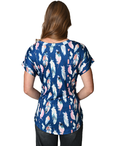Women's Feather Print Relaxed Fit Tee | Coyote Creek