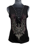 Women's Rhinestone Eagle Lace-Up Tank Top | Crested Eagle